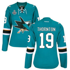 Women's San Jose Sharks Joe Thornton #19 Teal 2016 Stanley Cup Home Final Bound Jersey