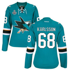 Women's San Jose Sharks Melker Karlsson #68 Teal 2016 Stanley Cup Home Final Bound Jersey