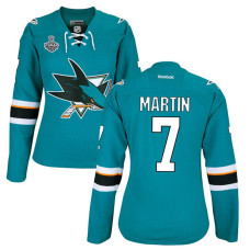 Women's San Jose Sharks Paul Martin #7 Teal 2016 Stanley Cup Home Final Bound Jersey