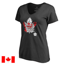 Women's Toronto Maple Leafs Black Canada Day Canada Wave Slim Fit T-Shirt