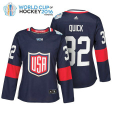 Women's Ice Hockey Jonathan Quick #32 Navy 2016 World Cup Premier Player Jersey