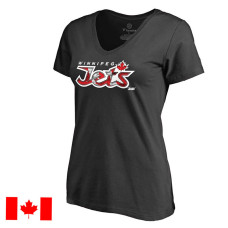 Women's Winnipeg Jets Black Canada Day Canada Wave Slim Fit T-Shirt