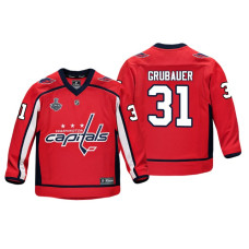 Youth Washington Capitals #31 Philipp Grubauer 2018 Stanley Cup Final Replica Player Red Jersey