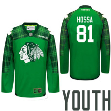 Youth Chicago Blackhawks #81 Marian Hossa Green St. Patrick Day Premier Jersey