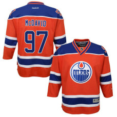 Youth Oilers #97 Connor Mcdavid Orange Premier Alternate Jersey