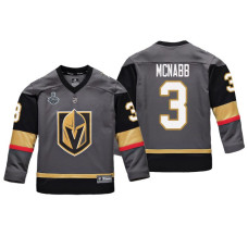 Youth Vegas Golden Knights #3 Brayden McNabb Gray Replica Player Jersey With 2023 Stanley Cup Patch