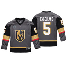 Youth Vegas Golden Knights #5 Deryk Engelland Gray Replica Player Jersey With 2023 Stanley Cup Patch