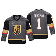 Youth Vegas Golden Knights #1 Dylan Ferguson Gray Replica Player Jersey With 2023 Stanley Cup Patch