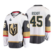 Youth Vegas Golden Knights #45 Jake Bischoff Breakaway Road White Jersey With 2023 Stanley Cup Patch