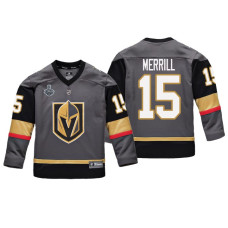 Youth Vegas Golden Knights #15 Jon Merrill Gray Replica Player Stanley Cup Final 2018 Jersey