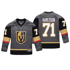 Youth Vegas Golden Knights #71 William Karlsson Gray Replica Player Jersey With 2023 Stanley Cup Patch