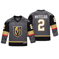 Youth Vegas Golden Knights #2 Zach Whitecloud Gray Replica Player Jersey With 2023 Stanley Cup Patch