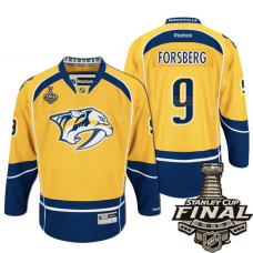 Youth Nashville Predators Gold Filip Forsberg #9 Premier Home Jersey With 2017 Stanley Cup Final Patch