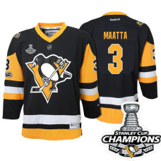 Youth Olli Maatta Pittsburgh Penguins #3 Black 2017 Stanley Cup Champions Player Jersey