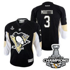 Youth Pittsburgh Penguins #3 Olli Maatta Black Stanley Cup Champions Home Throwback Jersey