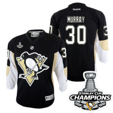 Youth Pittsburgh Penguins #30 Matt Murray Black Stanley Cup Champions Home Throwback Jersey