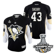 Youth Pittsburgh Penguins #43 Conor Sheary Black Stanley Cup Champions Home Throwback Jersey