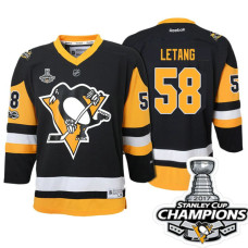 Youth Kris Letang Pittsburgh Penguins #58 Black 2017 Stanley Cup Champions Player Jersey