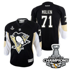 Youth Pittsburgh Penguins #71 Evgeni Malkin Black Stanley Cup Champions Home Throwback Jersey