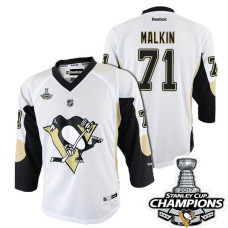 Youth Pittsburgh Penguins #71 Evgeni Malkin White Stanley Cup Champions Away Throwback Jersey