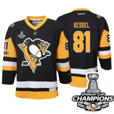 Youth Phil Kessel Pittsburgh Penguins #81 Black 2017 Stanley Cup Champions Player Jersey