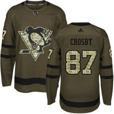 Youth Sidney Crosby Pittsburgh Penguins #87 Green Salute To Service New Season Jersey