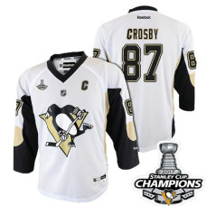 Youth Pittsburgh Penguins #87 Sidney Crosby White Stanley Cup Champions Away Throwback Jersey