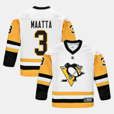 Youth Pittsburgh Penguins #3 Olli Maatta White 2018 New Season Team Road Jersey