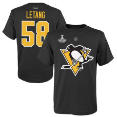 Youth Pittsburgh Penguins Kris Letang #58 Black 2016 Stanley Cup Champions T-Shirt