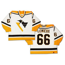 Youth Pittsburgh Penguins #66 Mario Lemieux White Throwback Captain Jersey