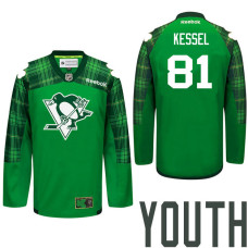 Youth Pittsburgh Penguins #81 Phil Kessel Green St. Patrick Day Premier Jersey