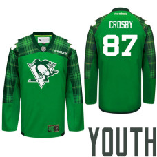 Youth Pittsburgh Penguins #87 Sidney Crosby Green St. Patrick Day Premier Jersey