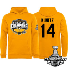 Youth #14 Pittsburgh Penguins Chris Kunitz Gold 2017 Stanley Cup Champions Pullover Hoodie With Hat