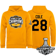 Youth #28 Pittsburgh Penguins Ian Cole Gold 2017 Stanley Cup Champions Pullover Hoodie With Hat