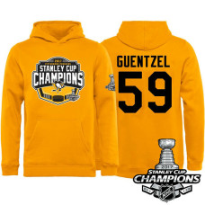 Youth #59 Pittsburgh Penguins Jake Guentzel Gold 2017 Stanley Cup Champions Pullover Hoodie With Hat