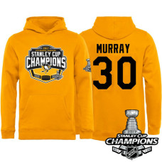 Youth #30 Pittsburgh Penguins Matt Murray Gold 2017 Stanley Cup Champions Pullover Hoodie With Hat