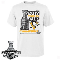 Youth 2017 Stanley Cup Champions Pittsburgh Penguins White Locker Room T-shirt