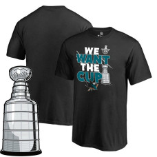 Youth San Jose Sharks Black 2017 Stanley Cup Short Sleeve We Want The Cup T-shirt