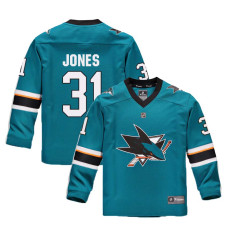 Youth San Jose Sharks #31 Martin Jones Teal 2018 New Season Home Jersey