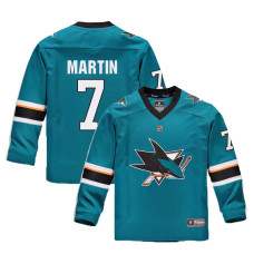 Youth San Jose Sharks #7 Paul Martin Teal 2018 New Season Home Jersey