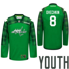 Youth Washington Capitals #8 Alex Ovechkin Green St. Patrick Day Premier Jersey