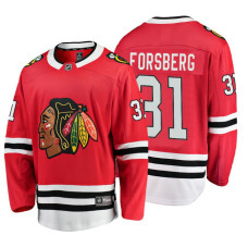 Youth Chicago Blackhawks #31 Anton Forsberg Red Home Breakaway Player Jersey