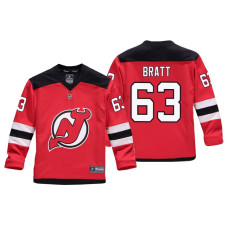 Youth New Jersey Devils Jesper Bratt #63 Red Replica Player Home Jersey