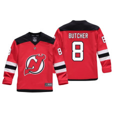 Youth New Jersey Devils Will Butcher #8 Red Replica Player Home Jersey