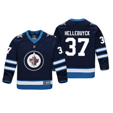 Youth Winnipeg Jets Connor Hellebuyck #37 Navy Replica Player Home Jersey