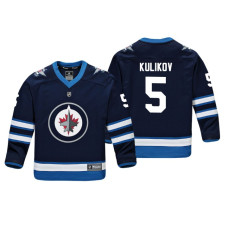 Youth Winnipeg Jets Dmitri Kulikov #5 Navy Replica Player Home Jersey