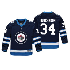 Youth Winnipeg Jets Michael Hutchinson #34 Navy Replica Player Home Jersey