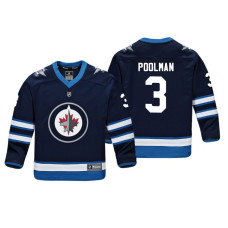 Youth Winnipeg Jets Tucker Poolman #3 Navy Replica Player Home Jersey