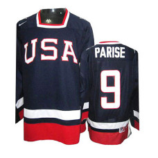 USA Team Zach Parise #9 Navy Blue Premier Olympic Jersey